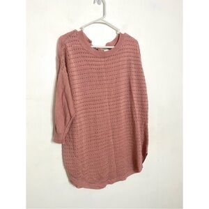 Women’s New York & Company Cozy Pink Knit Sweater W/ Back Ties